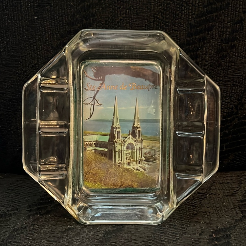 Ste Anne de Beaupre Basilica Souvenir Solid Glass Ashtray